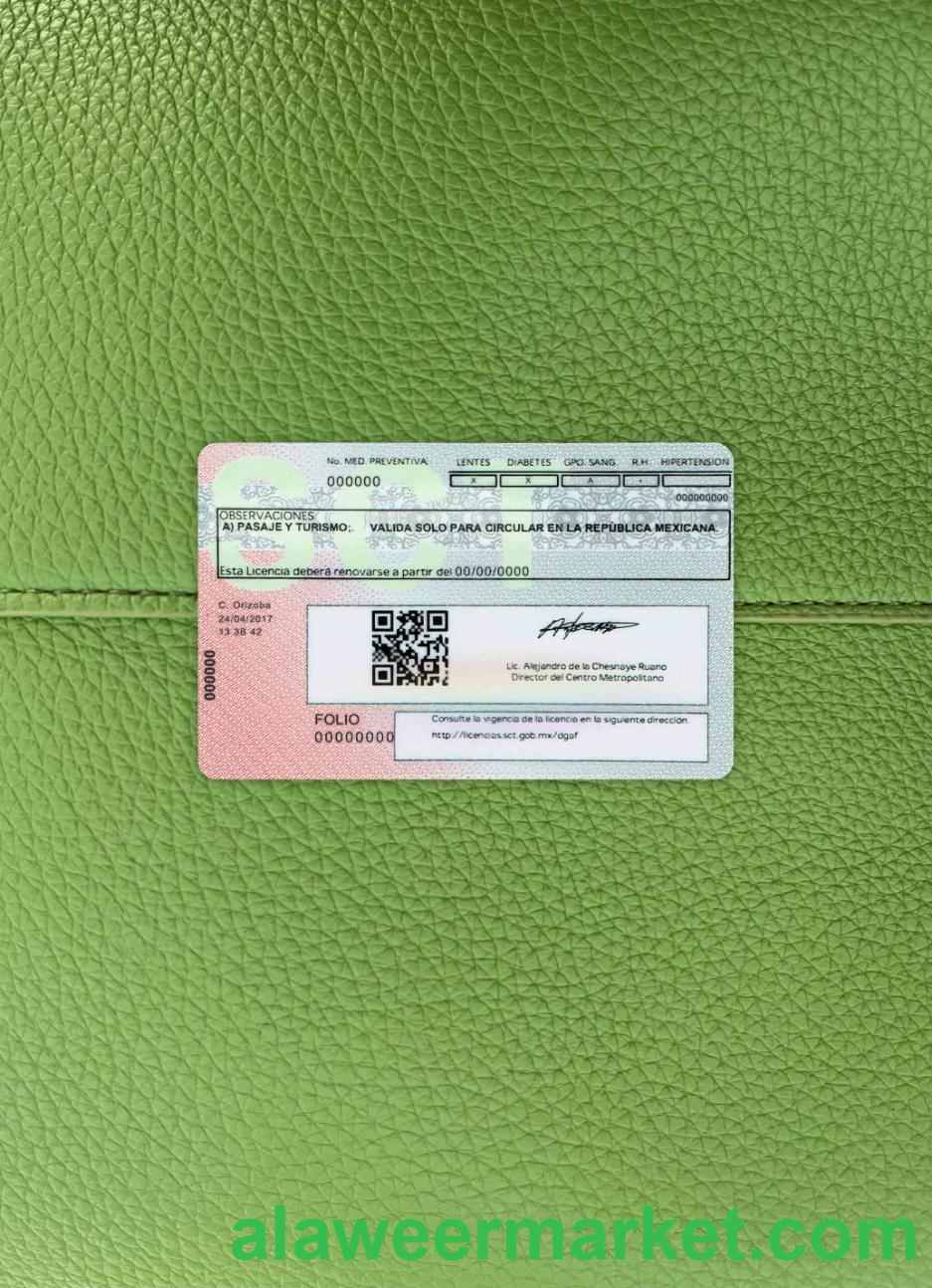 Mexico driving license photolook BACK